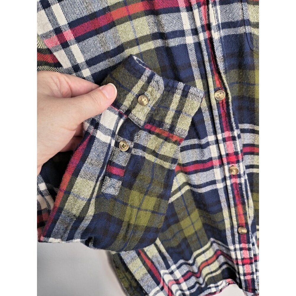 American Eagle Shirt Womens Large Green Plaid Button Up Long Sleeve Flannel SOFT - Picture 2 of 13